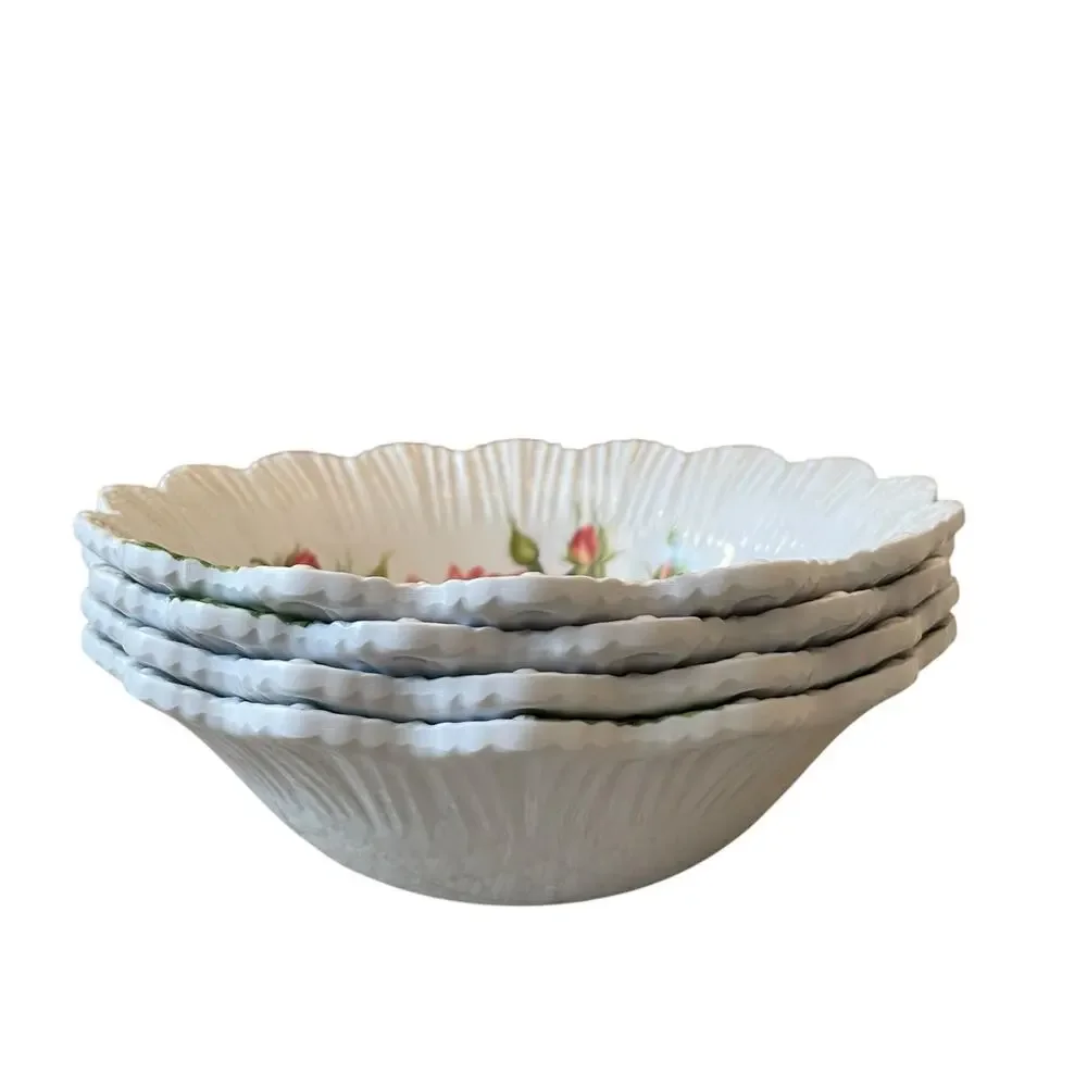 Soho Loft Spring Floral Melamine Bowls 7.5in Shabby Chic Set of 4 NEW